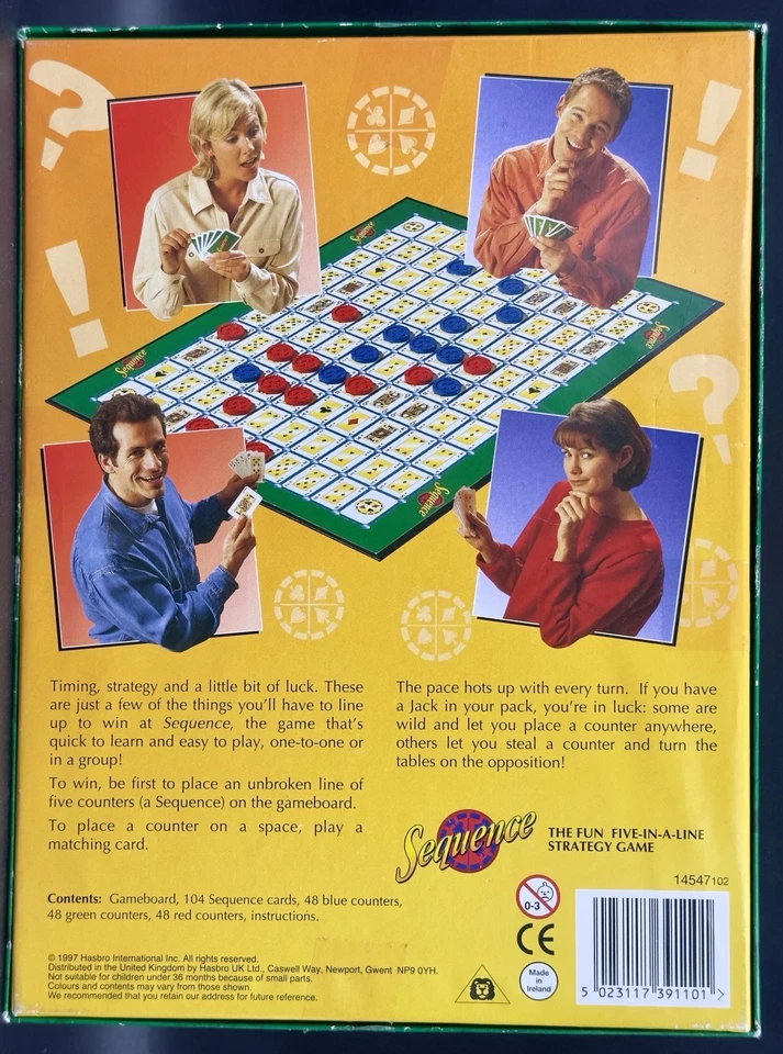 Sequence Five In A Line Strategy Game Board Game Parker 1997 Complete - Image 3 of 4