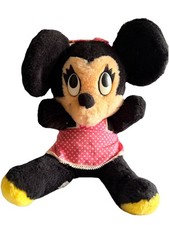Vintage 1979s Walt Disney Minnie Mouse Plush Doll Pink Polka Dot Bow Dress