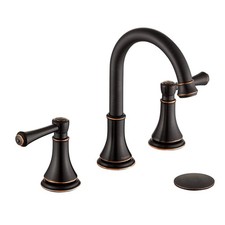 Oil Rubbed Bronze 8 inch Widespread Bathroom Sink Faucet 3 Holes with Pop-Up Dra