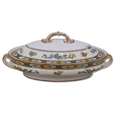 Mintons Berkeley B1020 Raised Enamel Covered Oval Serving Dish Antique 1920's