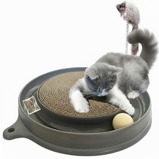 3In1 Interactive Cat Scratcher Toy Ball Track Scratch Pad Mouse Toy Gray