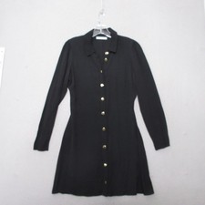 Reformation Dress 6 Black Button Front Long Sleeve Mini Fit & Flare LBD Chic