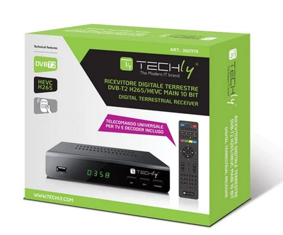 TECHLY Decoder Ricevitore Digitale Terrestre DVB-T2 H.265 HEVC 10bit Full HD