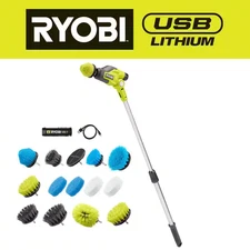 USB Lithium Telescoping Power Scrubber Kit with 2Ah Battery, Charging Cable, ...
