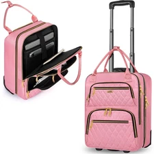 Underseat Carry On Luggage Pink Lightweight Suitcase w/ Wheels for Travel Crew