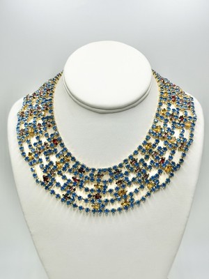 Vintage Eisenberg Ice Necklace Gold Tone Wide ***READ DESCRIPTION**