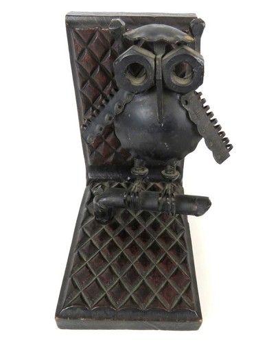 Steampunk Owl Bookend (Set of 1) Metal Nuts, Bolts Owl Lover Home Decor - Picture 2 of 9