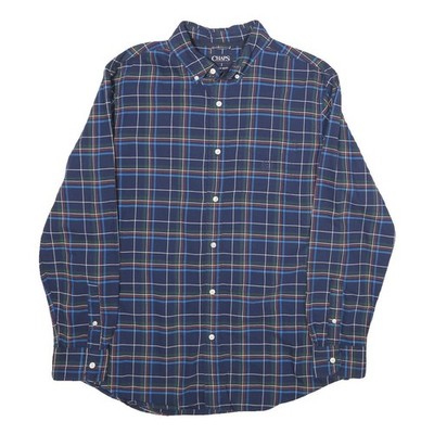 CHAPS Herren Hemd Karo Blau Grün Baumwolle Regular Langarm Button-Down L