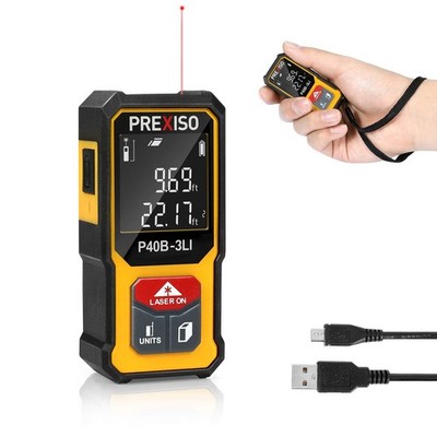 PREXISO Mini Laser Measurement Tool, 135Ft Rechargeable Distance Yellow 
