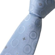 Louis Vuitton Monogram Circle Silk Tie Blue Luxury Authentic 3.5 in