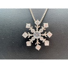 Sterling Silver CZ Snowflake Pendant 2/20" chain 5.4g