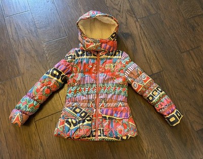 Desigual Girls Puffer Colorful Parka Long Jacket size 9-10, EUC