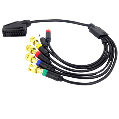 RGB SCART to 4 BNC Adapter Cable Sony PVM BVM Monitor RGBS + Audio Arcade