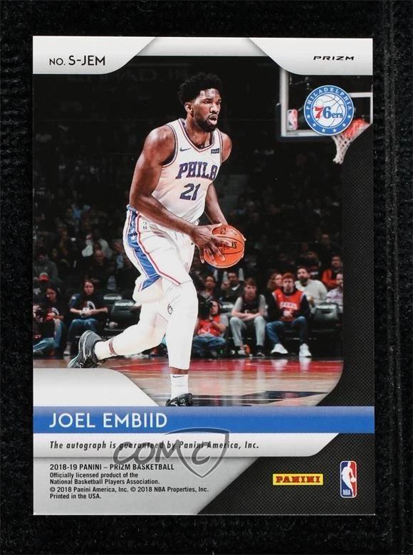 2018-19 Panini Prizm Signatures Silver Prizm Joel Embiid #S-JEM Auto - Image 2 of 2