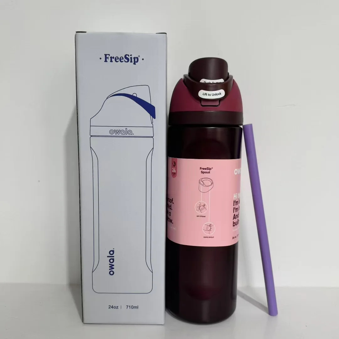Owala Freesip 24oz Insulated Stainless Steel Water Bottle - Black Cherry