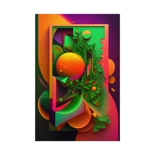 Neon 3D Abstract Geometry Poster | Rolled Poster