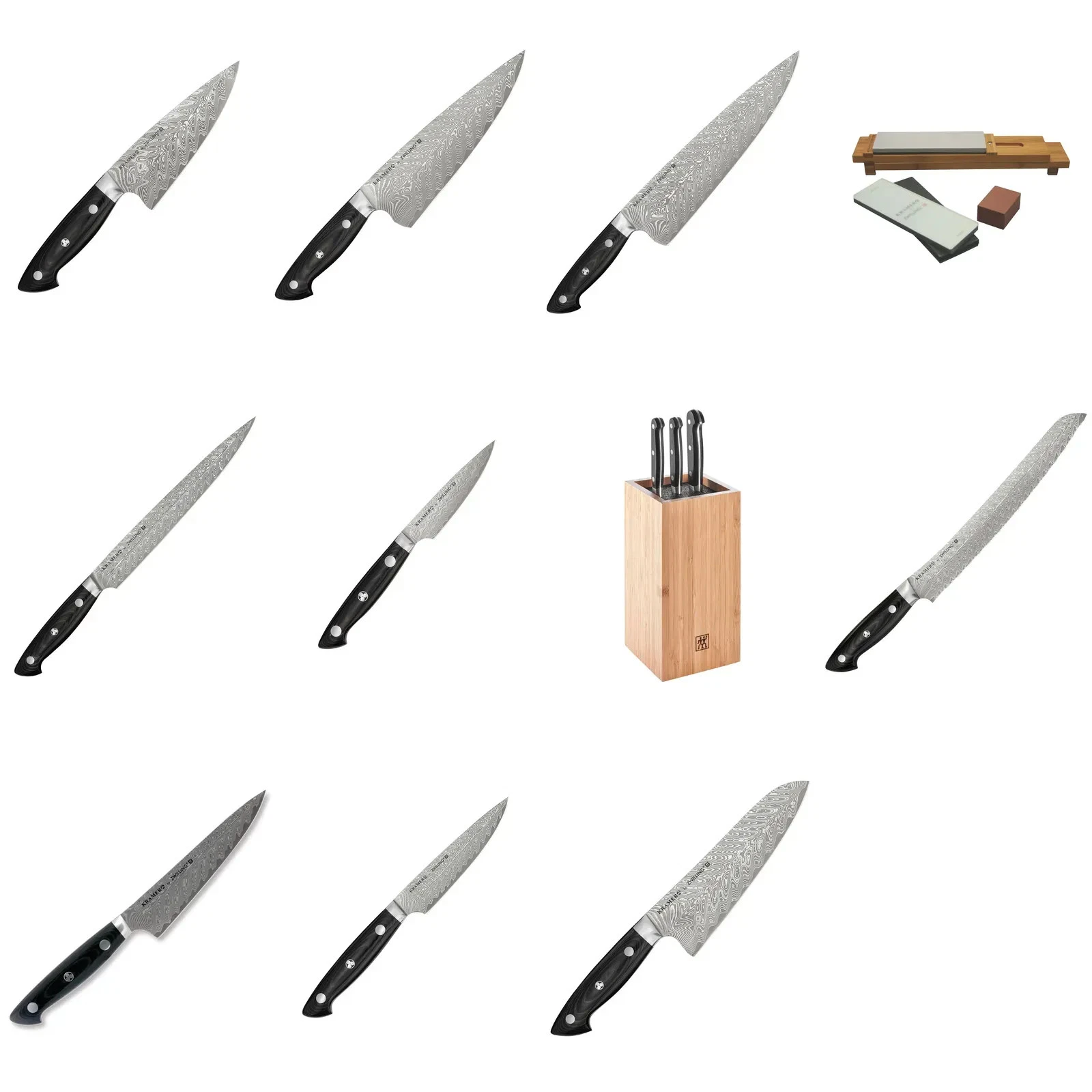 Zwilling Bob Kramer Euro Stainless Damascus Knives & Sharpening Kit From Japan
Opens in a new window