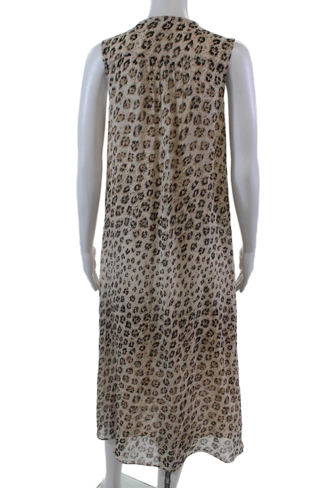 Женское шелковое макси-платье Joie с анималистическим принтом круглый вырез без рукавов коричневое размер XS - Изображение 3 из 4