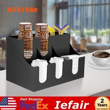 Cup Lid Dispensers Holder Acrylic Coffee Caddy Rack Anti-slip Tea Condiment Rack