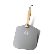 Aluminum Pizza Peel 12" x 14" with Foldable Wooden Handle 25" Long Turning Sp...