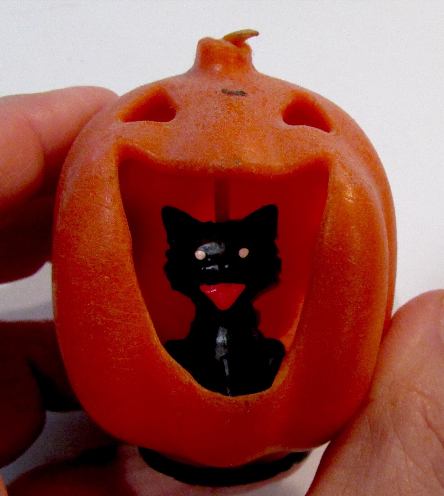 VTG Gurley Novelty Halloween Candle Unburn Black Cat Inside JOL Jack O