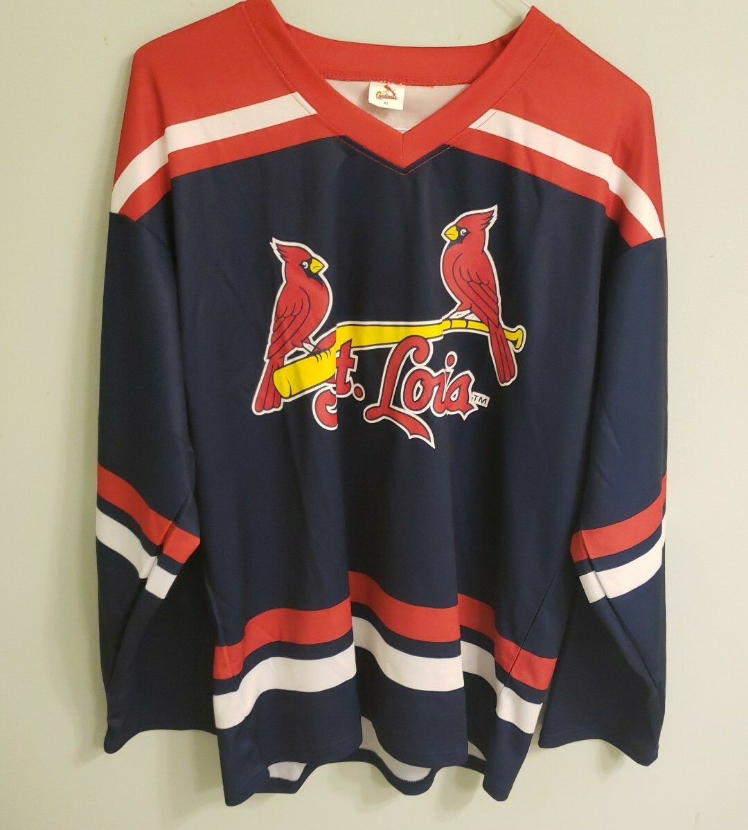 MLB セントルイス・カーディナルズ XL ST LOUIS CARDINALS MLB XL Blue Red L/S Fox Sports Midwest Jersey