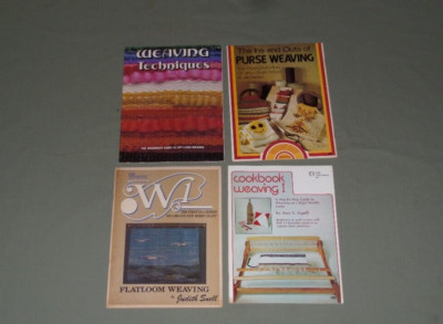 4 Vintage Weaving Books Patterns Flat Loom, Rigid Heddle Loom, Off Loom Weaving