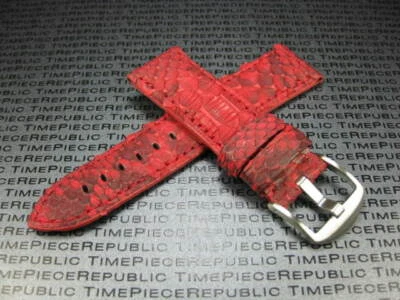 Nouveau Bracelet De Montre En Cuir De Serpent De 24Mm Pour PANERAI Rouge X1 - Photo 1/4