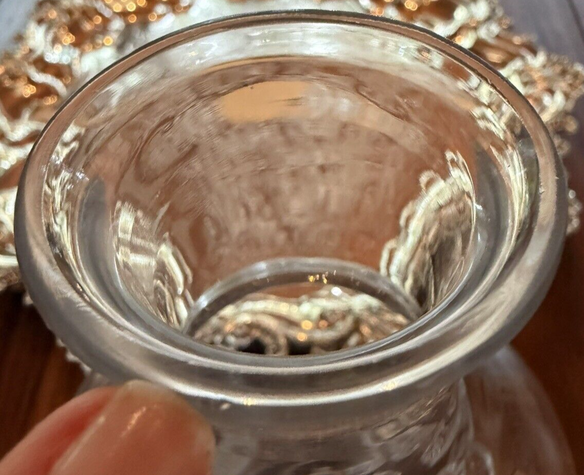 Vintage Daum France Crystal Signed Decanter w/ Flame Stopper, 11