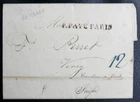 FOLD FOR SWITZERLAND departure from PARIS - LINEAR P. PAYE PARIS - SEPTEMBER 1822