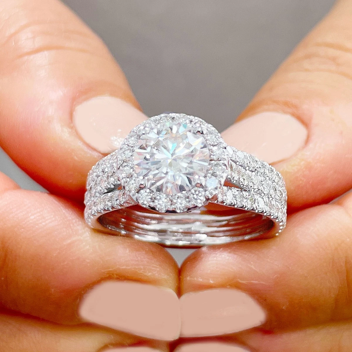 Forever one sale moissanite engagement ring