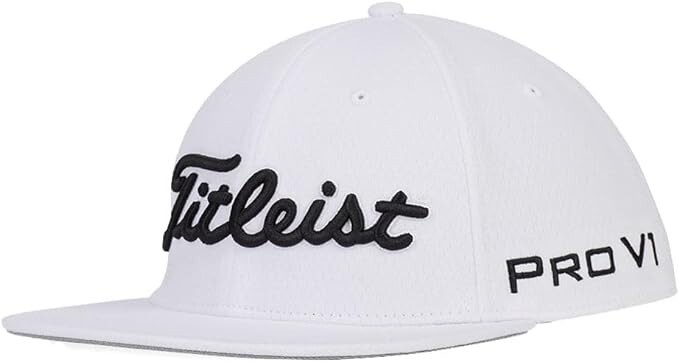 2024 Mens Tour Elite Flat Bill Hat/cap - White With Black