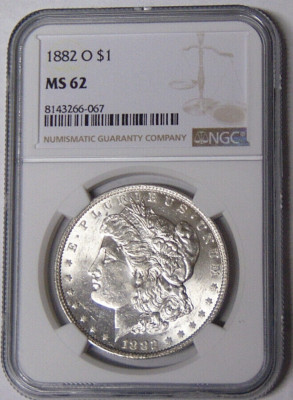 NGC MS62 1882-O/O Morgan Silver Dollar Uncirculated New Orleans