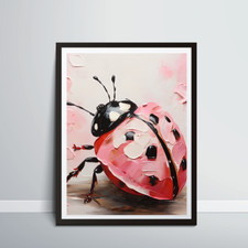 LadyBug -Pink - Insects- Buglife- Digital Wall Art Poster Decor