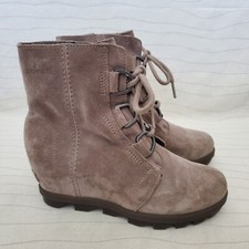 Sorel Youth Joan Of Arctic Wedge Kettle Boots Lace Up Brown Suede Size 4