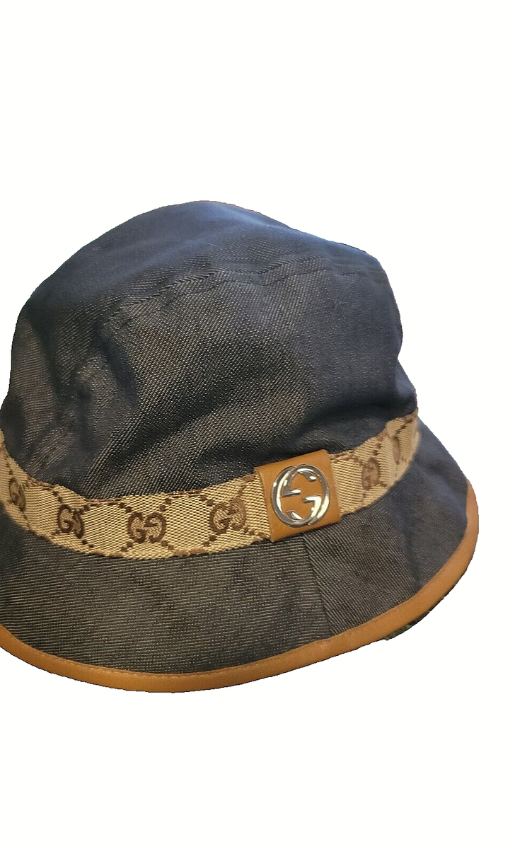 GUCCI Denim GG Bucket Hat Medium Unisex Gucci GG denim black/beige bucket hat size medium  main image 3