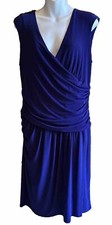 Lauren Ralph Lauren Cocktail Sleeveless Dress Purple Ruched Front Back SZ 14