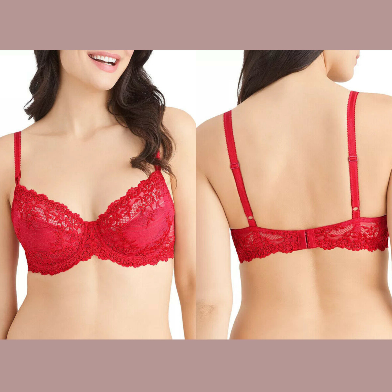 NWT $58 Wacoal [ 32D ] Lace Underwire Bra in Persian Red #U556