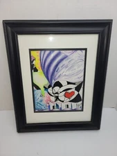 Shag Art Signed JEP 03 Corner of Frame Damage