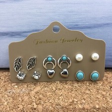 12 Piece Matching Stud Earrings Set Retro Boho New Free Ship 3958
