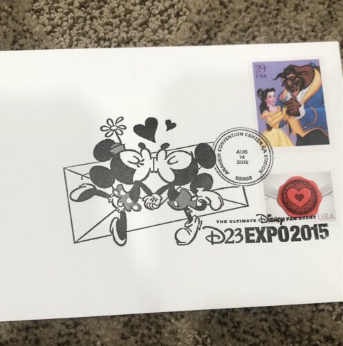 Sobre y cancelación D23 Expo Mickey & Minnie 2015 con sello de La Bella y la Bestia - Imagen 3 de 4