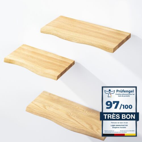 LAMO Manufaktur SET 1 Wandregale aus Holz mit unsichtbarer Befestigung 42/36/30cm - Bild 7 von 11