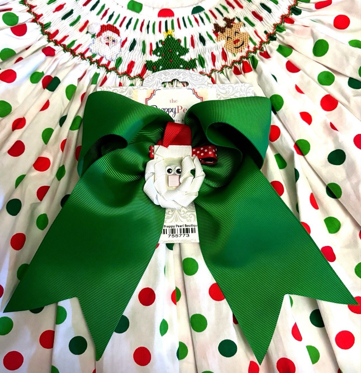 lolly wolly doodle christmas dresses Girls NWT Lolly Wolly Doodle Smocked Dress Christmas Free Matching Bow 7