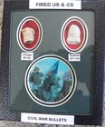 Fired US & CS Civil War Bullets In A 5" X 6" Matted Display -  Manassas - NEW