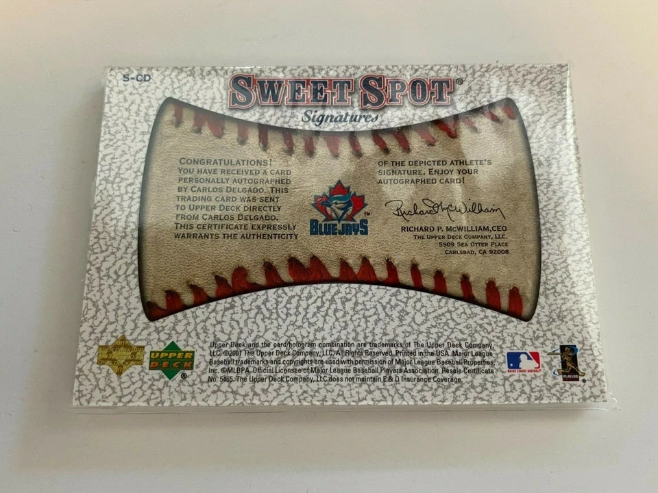 2001 Upper Deck Sweet Spot Classics Signatures Carlos Delgado - Image 2 of 4
