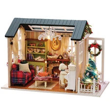 DIY Christmas Miniature Dollhouse Kit  3D Wooden House Craft   S5M1