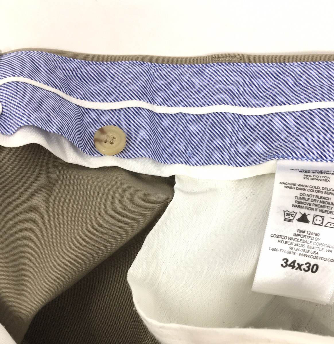 Kirkland Non-Iron Comfort RN#124189 Tan Dressy Chinos, Size 34x30
