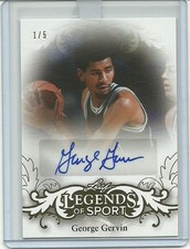 George Gervin 2015 Leaf Legends GOLD 1 st Card Auto 1/5 Signature HOF Autograph