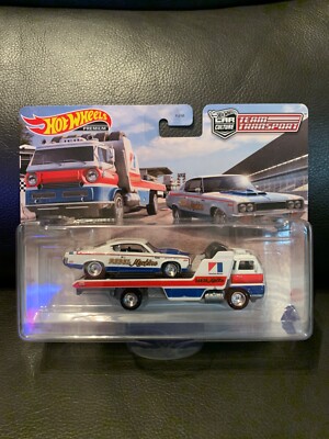 1/64 HOT WHEELS PREMIUM TEAM TRANSPORT AMC REBEL MACHINE & WIDE OPEN HAULER