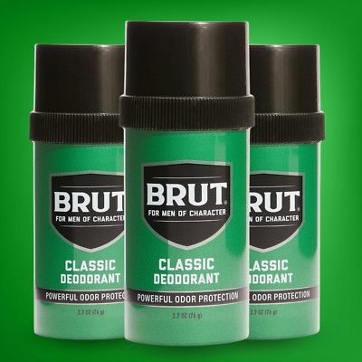 Brut Classic Round Deodorant Stick - Powerful Odor Protection 2.7 fl oz (3-Pack)